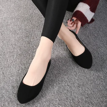 2023 Ladies Suede Pointed Toe Single Shoes Solid Color Flat Shallow Mouth Work Shoes Casual Large Size обувь для женщин летняя