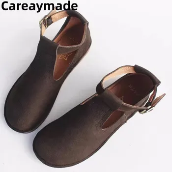 Careaymade-Ретро литературы и искусства, первоклассная кожаная обувь, полностью натуральная кожа ручной работы, повседневные женские тонкие туфли, сандалии