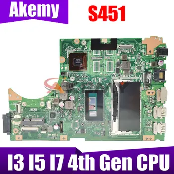 S451 Материнская плата для ASUS S451LN S451LB S451L V451L V451 Материнская плата ноутбука W/I3 I5 I7-4th Gen GT740M GT840M UMA RAM 4 ГБ