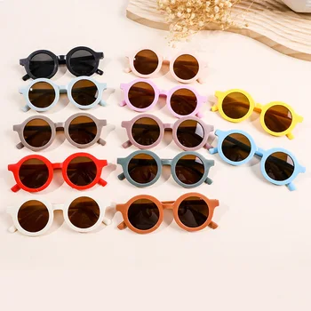 Детские Цветные круглые солнцезащитные очки с героями Мультфильмов Для мальчиков и девочек, Винтажные солнцезащитные очки с защитой от ультрафиолета, Классические детские очки UV400