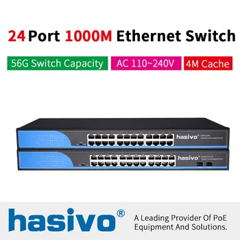 Сетевой коммутатор Ethernet с 24 портами RJ45 10/100/1000 Мбит/с, гигабитный коммутатор Ethernet для IP-камеры